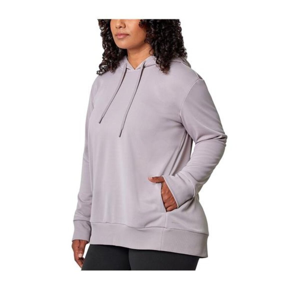 Mondetta Women's Sweater Hooded Pullover W/Side Pockets (Gull Gray, Medium)